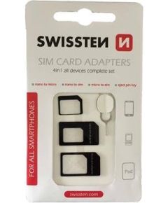 Swissten Комплект адаптеров для SIM карт + Иголочка