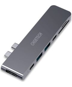 Choetech HUB-M14 for Macbook Pro 7in2 USB-C Thunderbolt 3 Silver Docking Station 100W