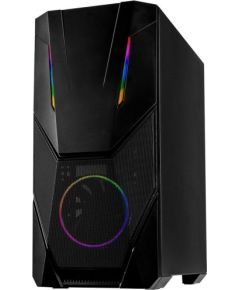 Inter-tech Chassis IT-3303 Hornet Gaming Tower, ATX, 1xUSB3.0, 2xUSB2.0, PSU optional, Window side panel, LED strips in the front , 120mm ARGB fan, Black