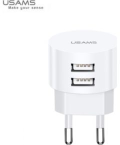 Usams US-T20 Apaļas formas & Kompakts mini Ātrs 2.1 USB tīkla lādētājs Balta