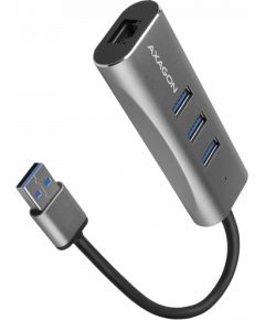 AXAGON HMA-GL3AP 3x USB-A + GLAN, USB3.2 Gen 1 hub, metal, micro USB power, 20cm USB-A cable