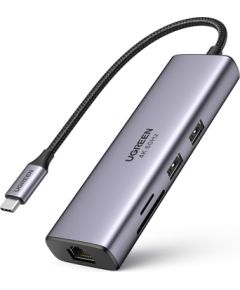 UGREEN CM512 6-in-1 Adapter USB-C to 2x USB + HDMI + USB-C + RJ45 + TF/SD (Grey)