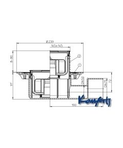 HL traps DN50/75 &quot;Primus&quot;, 145x145mm, horiz.