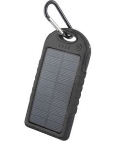 Forever STB-200 Solar Power Bank 5000 mAh Universāla Ārējas uzlādes baterija 5V 1A + 1A + Micro USB Kabelis Melns