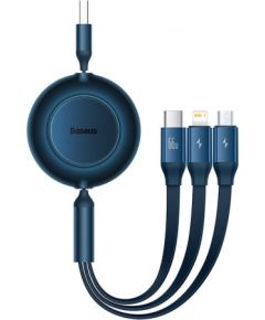 Baseus Bright Mirror 3, USB 3-in-1 cable for micro USB / USB-C / Lightning 66W / 2A 1.1m (Blue)