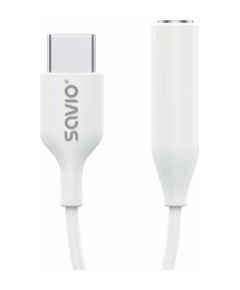 Savio USB-C Male - 3.5 mm Female White