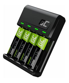 Green Cell GC VitalCharger AA and AAA charger + 4x AA 2000mAh NiMH Batteries