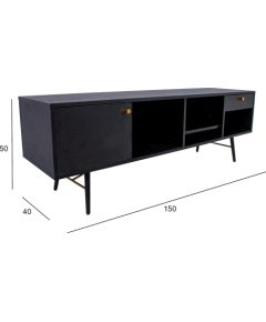 TV galds LUXEMBOURG 150x40xH50cm, melns / varš