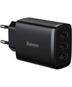 Baseus Compact Quick Charger, 3x USB, 17W (Black)