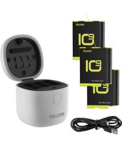 Telesin 3-slot waterproof charger Allin box for GoPro Hero 9 / Hero 10 + 3 batteries (GP-BTR-906-GY-B)