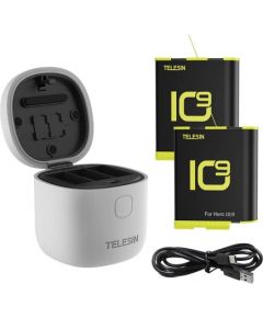 Telesin 3-slot waterproof charger Allin box for GoPro Hero 9 / Hero 10 + 2 batteries (GP-BTR-905-GY-B)