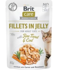 BRIT Care Fillets in Jelly - trout and cod fillets in jelly - wet cat food - 85 g