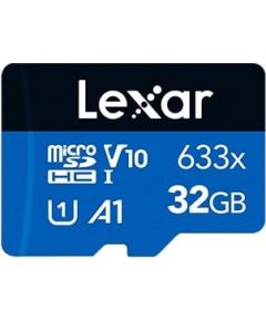 Lexar 32GB, microSDHC, Flash memory class UHS-I Class 10, Adapter