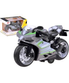 Rotaļu motocikls - Diecast modelis, pelēks ar zaļu