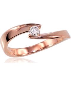Золотое кольцо #1100382(Au-R)_DI, Красное Золото	585°, Бриллианты (0,13Ct), Размер: 17.5, 2.64 гр.
