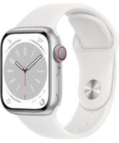 Apple Watch 8 GPS + Cellular 41mm Sport Band, silver/white (MP4A3EL/A)