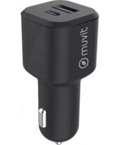 Car Charger PD USB 20W+ QC 3.0 18W By Muvit Black