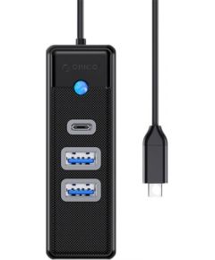 Orico Hub Adapter USB-C to 2x USB 3.0 + USB-C, 5 Gbps, 0.15m (Black)