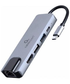 Dokstacija Gembird USB Type-C 5-in-1 Grey
