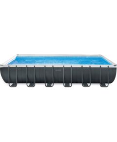 Intex Frame Pool Set Ultra Quadra XTR 732 x 366 x 132cm, swimming pool (dark grey/blue, sand filter system SF80220RC-2)