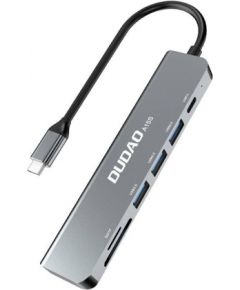 Adapter 6in1 Dudao A15S USB-C to 3x USB, 1x USB-C, SD / TF (gray)