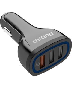 Car charger Dudao R7S 3x USB, QC 3.0, 18W (black)