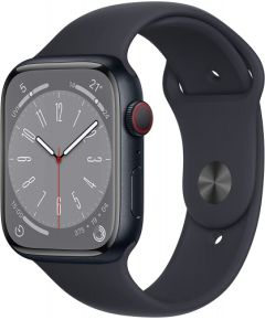 Apple Watch Series 8 Smartwatch (midnight, 45mm, Aluminium, Sport Band) MNK43FD/A