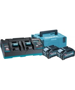 Piederumu komplekts Makita 191U00-8 (BL4040+DC40RB+MAKPAC); 40 V; 2x4,0 Ah akum.