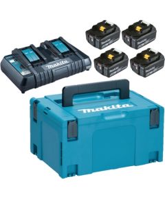 Piederumu komplekts Makita Powerpack; 18V; 4x6,0 Ah + DC18RD