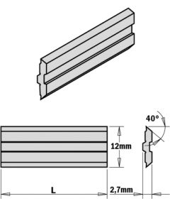 Ēveles asmeņi CMT 795.240.12; 240x12x2,7 mm; 2 gab.