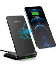 Choetech two-coil fast wireless charger 15W stand black + 1.2m micro USB cable (T524-F)