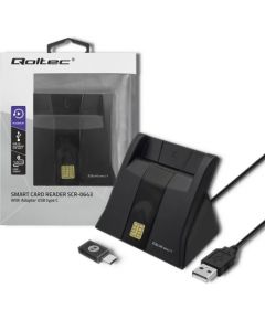 Qoltec 50643 Smart chip ID card scanner|USB 2.0 | Plug&Play