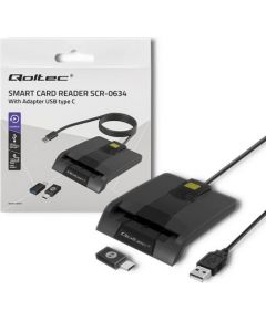 Qoltec 50634 Intelligent Smart ID chip card reader SCR-0634 | USB Type C