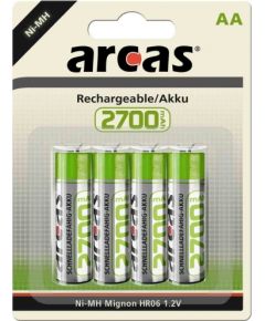 Arcas 17727406 AA/HR6, 2700 mAh, Rechargeable Ni-MH, 4 pc(s)