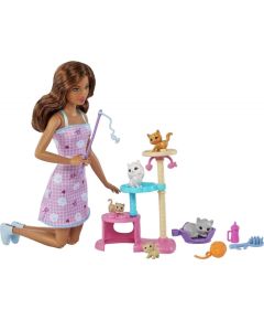 Mattel Barbie doll and kitten scratching post playset