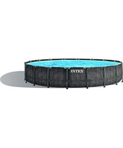 Intex Premium Frame Pool Set Prism Greywood, 549 x 122cm, swimming pool (grey, with cartridge filter system OPTIMO 636T)