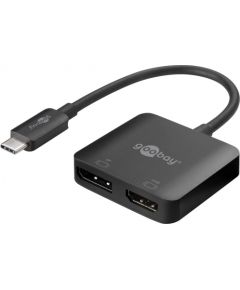 goobay Adapter USB-C > DisplayPort + HDMI (black, 12cm)