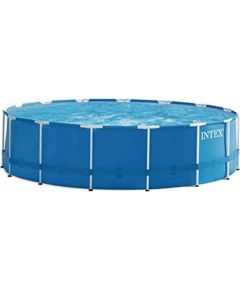 Intex Frame Pool Set Rondo, 457 x 122cm, swimming pool (dark blue/white, cartridge filter system ECO 638R)