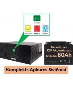 Komplekts Nepārtrauktās barošanas  bloks ( Invertors ) apkures sistēmai 400 + 12V 90Ah akumulators