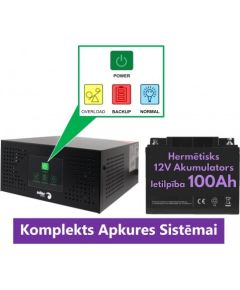 Komplekts Nepārtrauktās barošanas  bloks ( Invertors ) apkures sistēmai 400 + 12V 100Ah akumulators