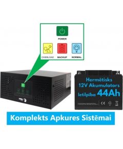 Komplekts Nepārtrauktās barošanas  bloks ( Invertors ) apkures sistēmai 400 + 12V 44Ah akumulators