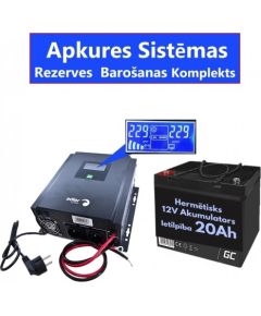 Komplekts Nepārtrauktās barošanas  bloks ( Invertors ) apkures sistēmai 400 + 12V 20Ah akumulators