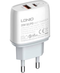 Wall charger LDNIO A2424C USB, USB-C 20W + Lightning Cable