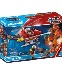 PLAYMOBIL 71195 City Action Fire Brigade Helicopter Construction Toy (With Working Water Cannon)