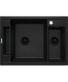 DEANTE BLACK NERO MATT MAGNETIC 1.5-BOWL GRANITE SINK