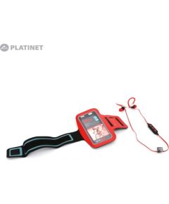 Platinet PM1075R 2in1 Bluetooth 4.2 Sporta Stereo Austiņas ar  Mik & Pulti + Maks-Aproce Telefonam (5" Max) Sarkana