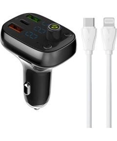 LDNIO Bluetooth C704Q 2USB, USB-C Transmiter FM + USB-C - Lightning cable