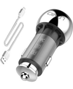 LDNIO C1 USB, USB-C Car charger + Lightning Cable