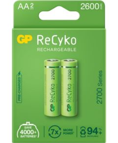 2x rechargeable batteries AA / R6 GP ReCyko 2700 Series Ni-MH 2600mAh