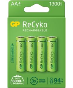 4x rechargeable batteries akumulatorki AA / R6 GP ReCyko 1300 Series Ni-MH 1300mAh